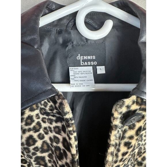 1990s Faux Leopard Fur Jacket With Leather Collar Large Mob Wife - Picture 2 of 4